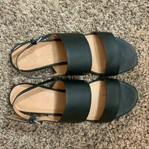 Black Leather Madewell Sandals (Elena Slingback)
